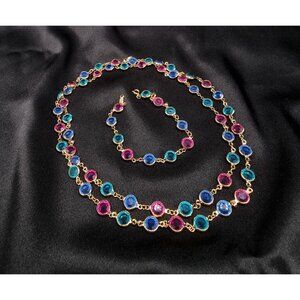 Vintage 1980s-1990s Swarovski Crystal Necklace & Bracelet Set